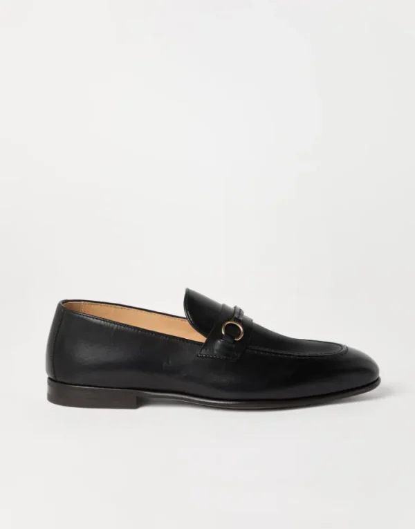 Brunello Cucinelli Loafers aus gewachstem Soft-Kalbsleder mit Spangendetail | Herren Mokassins