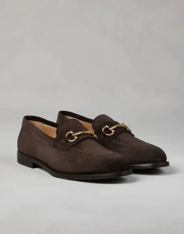 Brunello Cucinelli Loafers aus Veloursleder mit Spange | Herren Mokassins