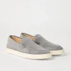 Brunello Cucinelli Loafers aus Veloursleder in Fischgrat-Optik | Herren Mokassins