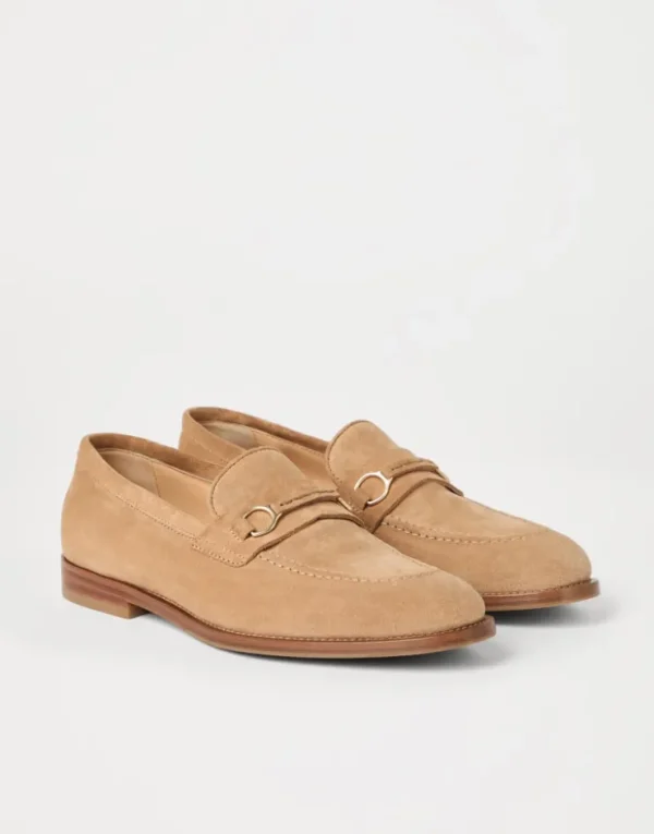 Brunello Cucinelli Loafers aus Veloursleder mit Spangendetail | Herren Mokassins