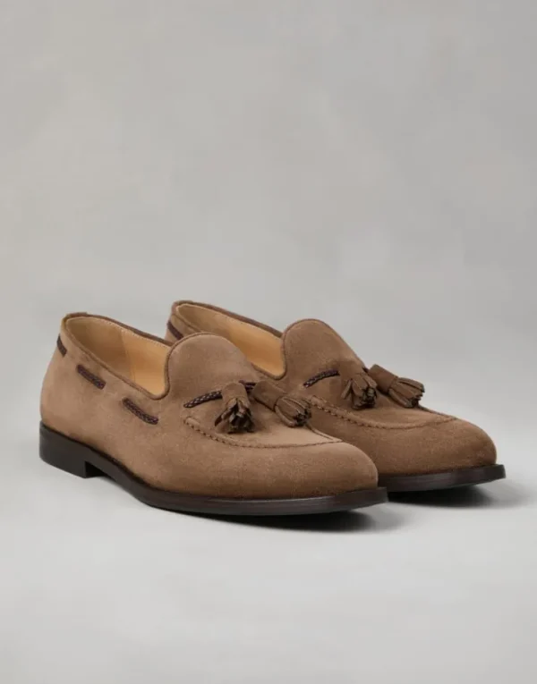 Brunello Cucinelli Loafers aus Veloursleder mit Quasten | Herren Mokassins