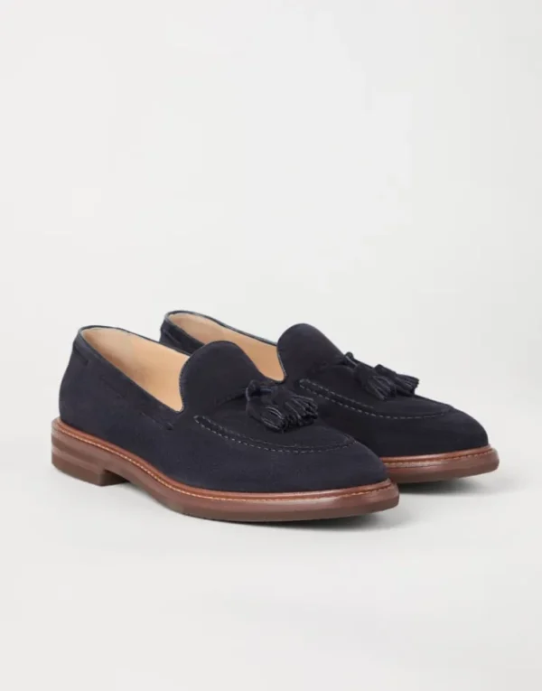 Brunello Cucinelli Loafers aus Veloursleder mit Quasten | Herren Mokassins