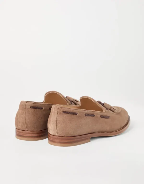 Brunello Cucinelli Loafers aus Veloursleder mit Quasten | Herren Mokassins