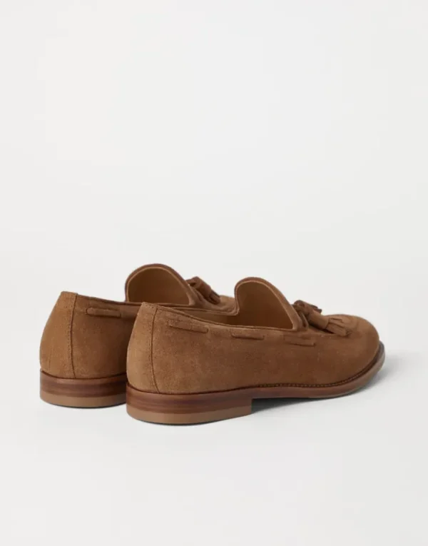 Brunello Cucinelli Loafers aus Veloursleder mit Quasten | Herren Mokassins