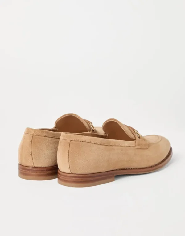 Brunello Cucinelli Loafers aus Veloursleder mit Spangendetail | Herren Mokassins