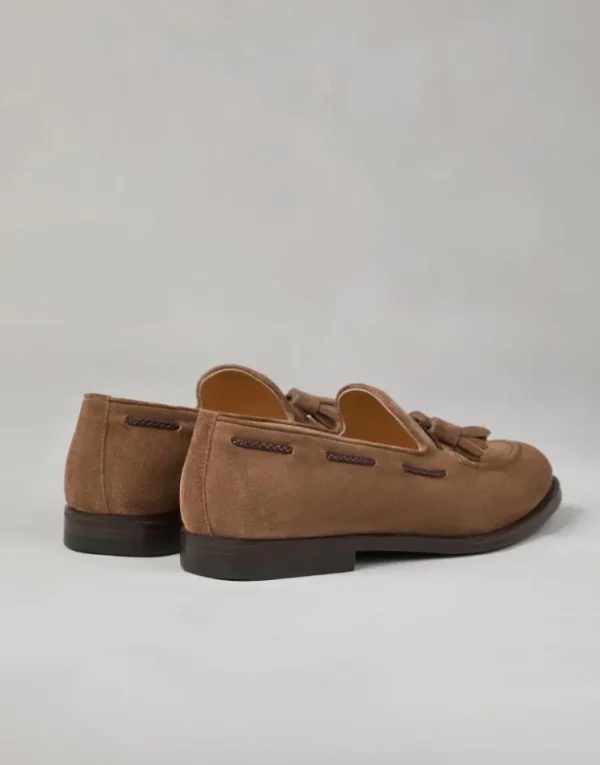 Brunello Cucinelli Loafers aus Veloursleder mit Quasten | Herren Mokassins