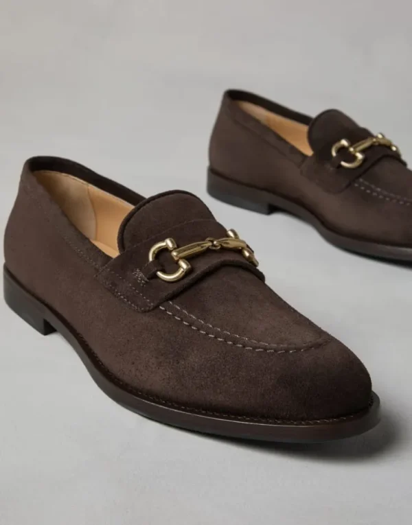 Brunello Cucinelli Loafers aus Veloursleder mit Spange | Herren Mokassins