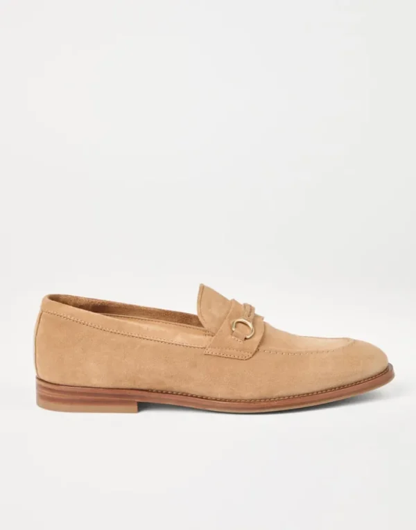 Brunello Cucinelli Loafers aus Veloursleder mit Spangendetail | Herren Mokassins