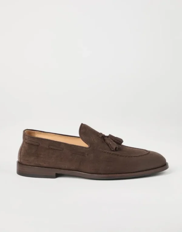 Brunello Cucinelli Loafers aus Veloursleder mit Quasten | Herren Mokassins