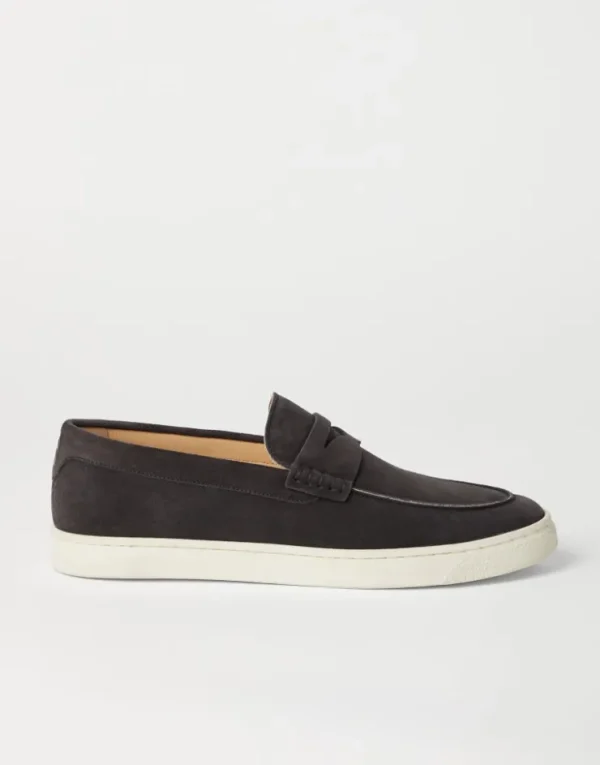 Brunello Cucinelli Loafer-Sneakers aus Veloursleder mit Sohle aus Latex | Herren Mokassins