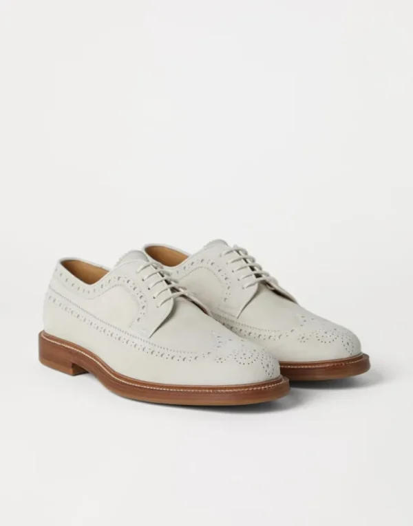 Brunello Cucinelli Longwing-Brogue-Derbyaus Veloursleder | Herren Schnürschuhe