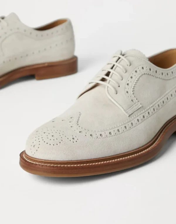 Brunello Cucinelli Longwing-Brogue-Derbyaus Veloursleder | Herren Schnürschuhe