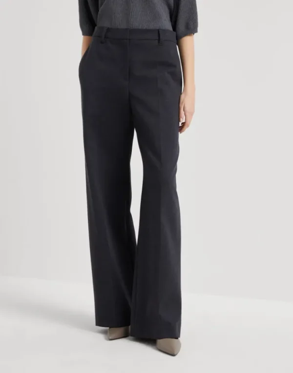 Brunello Cucinelli Loose Flared-Hose aus Couture-Baumwollinterlock mit Stretch | Damen Hosen