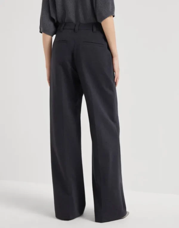 Brunello Cucinelli Loose Flared-Hose aus Couture-Baumwollinterlock mit Stretch | Damen Hosen