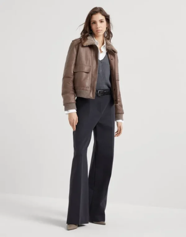 Brunello Cucinelli Loose Flared-Hose aus Couture-Baumwollinterlock mit Stretch | Damen Hosen