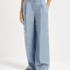 Brunello Cucinelli Loose Pleated-Hose aus gefärbtem Gabardine in Hanf und Leinen mit Monili | Damen Hosen