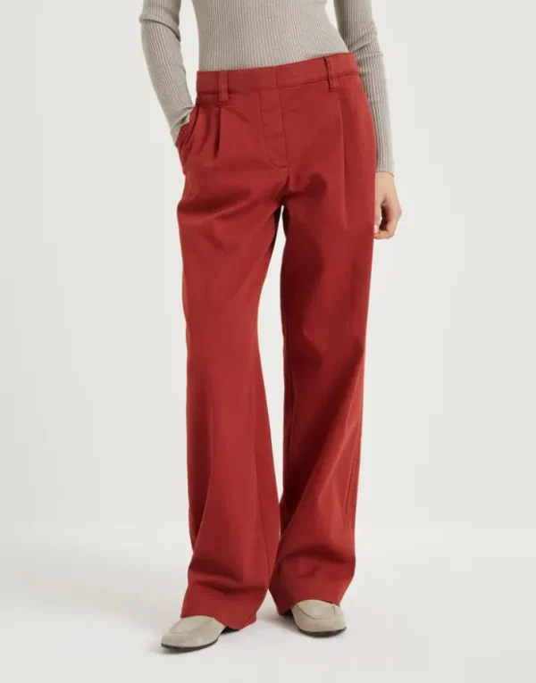 Brunello Cucinelli Loose Straight-Hose aus gefärbtem Stretchdenim mit Monili | Damen Hosen