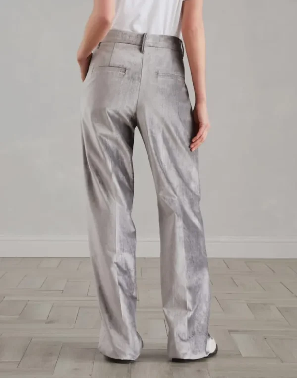 Brunello Cucinelli Loose Straight-Hose aus Sleek-Samt in Baumwolle und Viskose mit Monili | Damen Hosen | Event-dressing