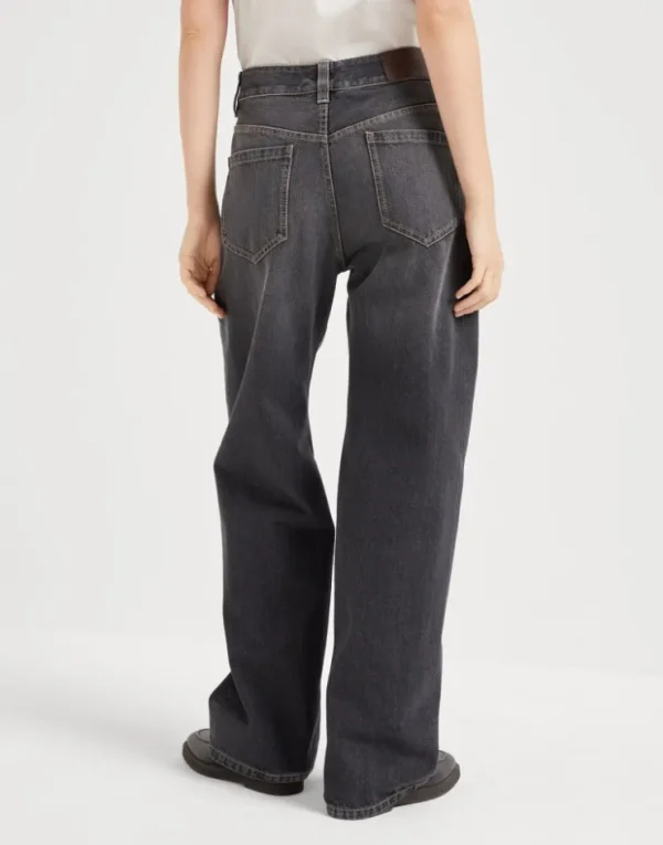 Brunello Cucinelli Loose-Hose aus Authentic-Denim mit Shiny Tab | Damen Denim