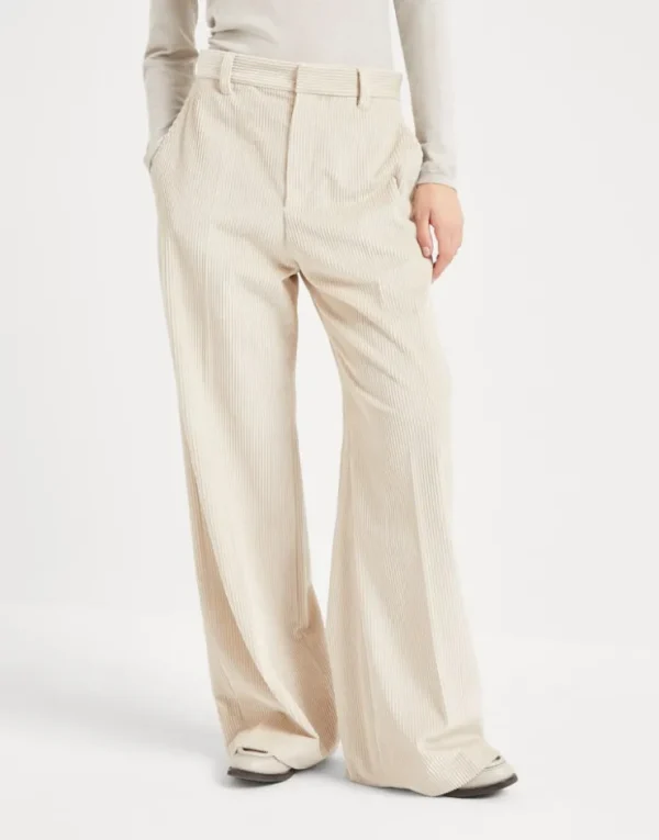 Brunello Cucinelli Loose-Hose aus Baumwollcordsamt mit Monili | Damen Hosen