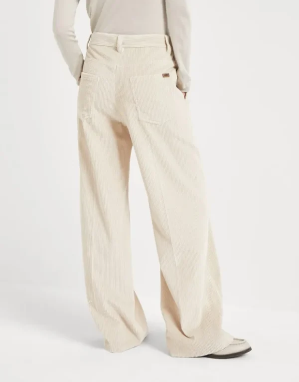 Brunello Cucinelli Loose-Hose aus Baumwollcordsamt mit Monili | Damen Hosen