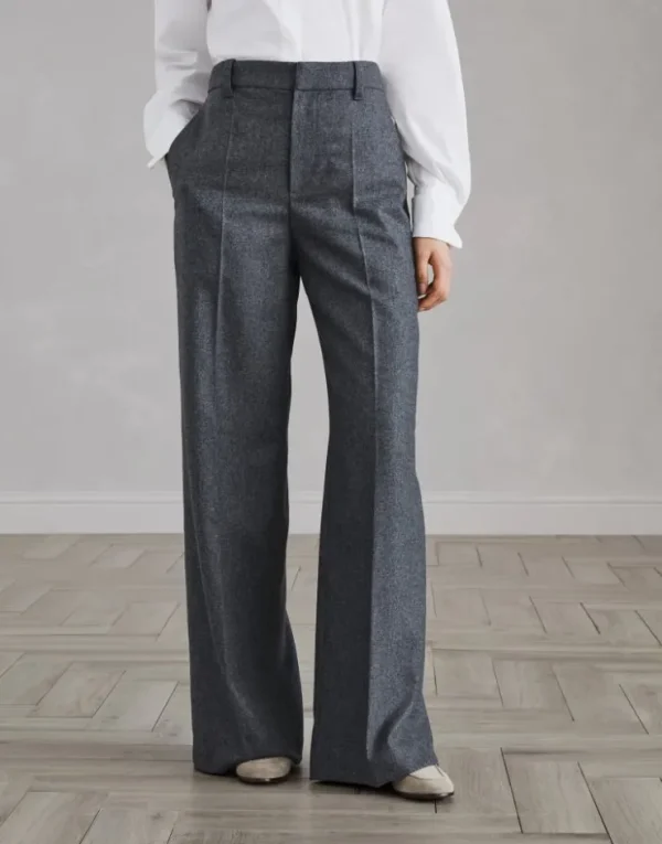 Brunello Cucinelli Loose-Hose aus Flanell in Schurwolle und Kaschmir | Damen Hosen