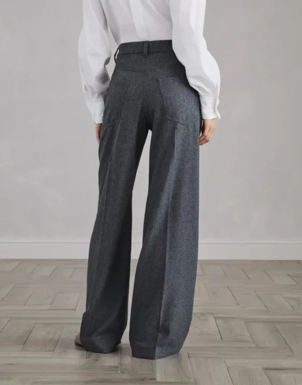 Brunello Cucinelli Loose-Hose aus Flanell in Schurwolle und Kaschmir | Damen Hosen