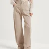 Brunello Cucinelli Loose-Hose aus stückgefärbtem Comfort-Denim mit Shiny Tab | Damen Hosen