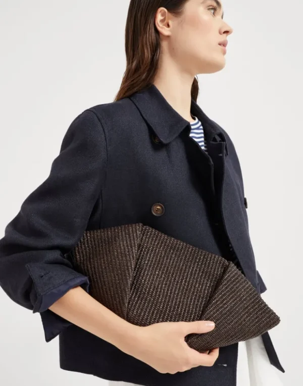 Brunello Cucinelli Marina-Pouch aus Raffia in Techno-Baumwolle | Damen Umhängetaschen & Rucksäcke