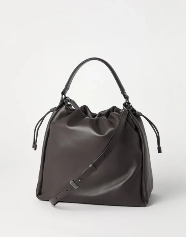 Brunello Cucinelli Mellow Bucket-Bag aus Softleder mit Monili | Damen Umhängetaschen & Rucksäcke