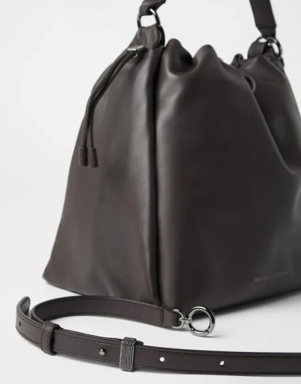 Brunello Cucinelli Mellow Bucket-Bag aus Softleder mit Monili | Damen Umhängetaschen & Rucksäcke