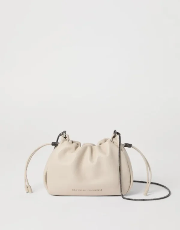 Brunello Cucinelli Mellow Mini Bucket-Bag aus Soft-Leder mit Precious Chain | Damen Umhängetaschen & Rucksäcke