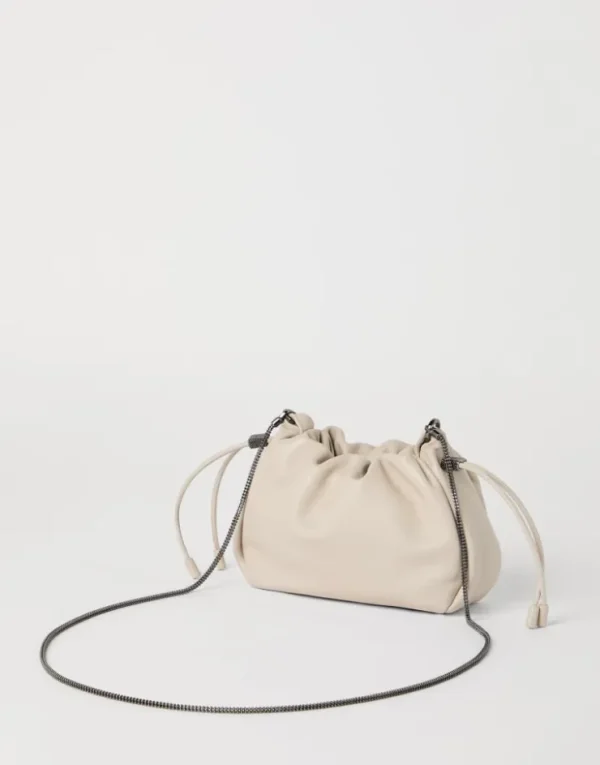 Brunello Cucinelli Mellow Mini Bucket-Bag aus Soft-Leder mit Precious Chain | Damen Umhängetaschen & Rucksäcke