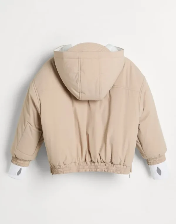 Brunello Cucinelli Mountain-Anorak aus Nylon mit Membran, Wattierung aus Thermore®, Print und Monili | Kinder Mäntel & Jacken