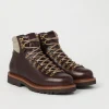 Brunello Cucinelli Mountain-Boots aus Texture-Kalbsleder mit Besatz aus Wollköper | Herren Boots