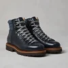 Brunello Cucinelli Mountain-Boots aus Texture-Kalbsleder mit Besatz aus Wollköper | Herren Boots