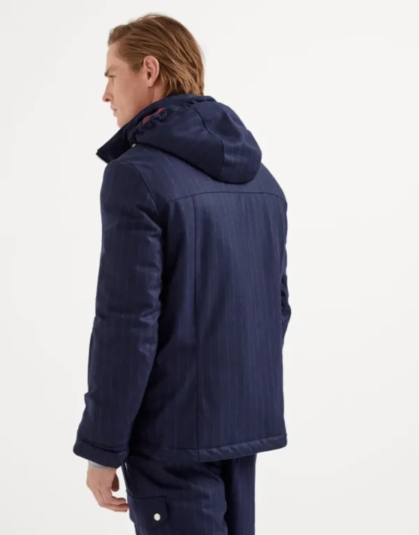 Brunello Cucinelli Mountain-Parka aus Schurwollflanell mit Nadelstreifen, Membran und Wattierung aus Thermore® | Herren Mäntel & Jacken