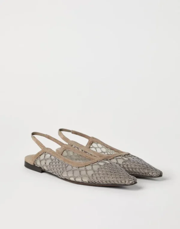 Brunello Cucinelli Offene Precious Net Embroidery-Flats | Damen Sandalen