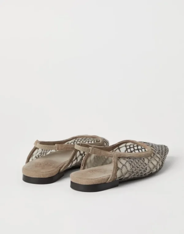 Brunello Cucinelli Offene Precious Net Embroidery-Flats | Damen Sandalen