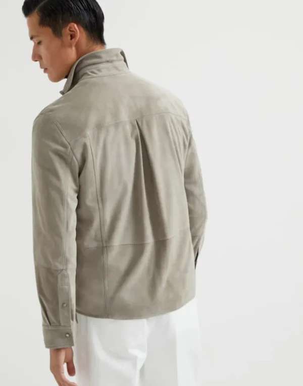 Brunello Cucinelli Overshirt aus Doubleface-Veloursleder | Herren Mäntel & Jacken