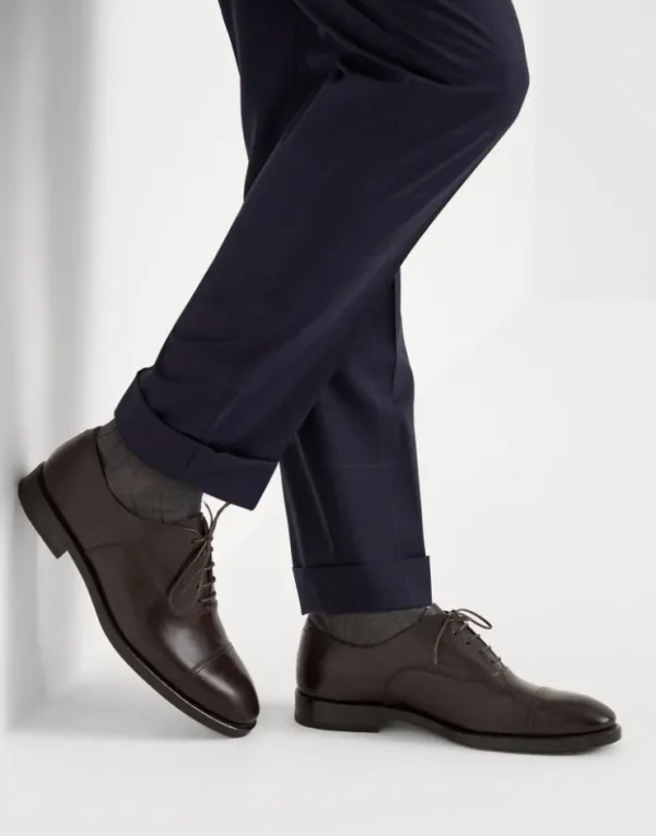 Brunello Cucinelli Oxford-Schnürschuh aus Smart-Kalbsleder mit Vorderkappe | Herren Schnürschuhe