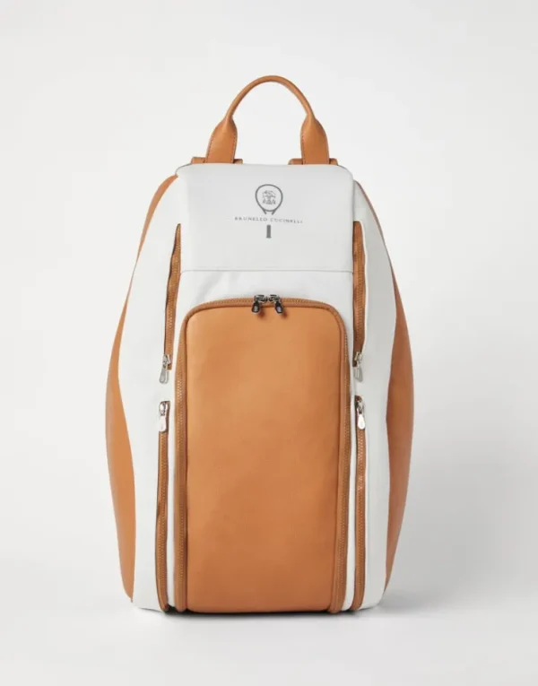 Brunello Cucinelli Padel-Rucksack aus Nylon und Rindsleder | Reiseutensilien