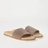 Brunello Cucinelli Pantoletten aus gewaschenem Veloursleder | Herren Pantoletten & Flipflops