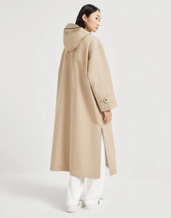 Brunello Cucinelli Parka aus Techno-Baumwollpanama mit Membran und Shiny Trim | Damen Mäntel & Jacken