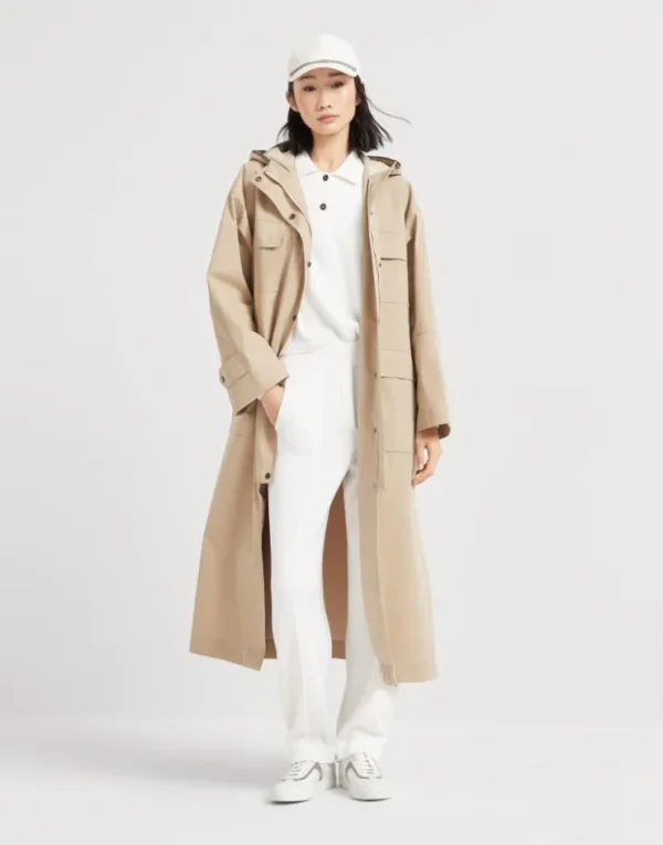 Brunello Cucinelli Parka aus Techno-Baumwollpanama mit Membran und Shiny Trim | Damen Mäntel & Jacken