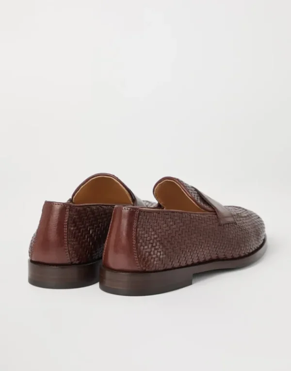 Brunello Cucinelli Penny Loafers aus geflochtenem Kalbsleder | Herren Mokassins