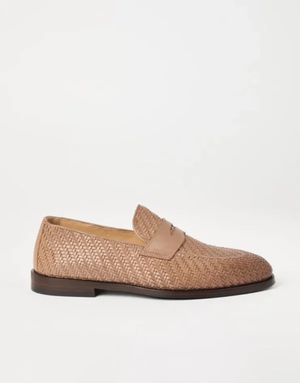 Brunello Cucinelli Penny Loafers aus geflochtenem Kalbsleder | Herren Mokassins