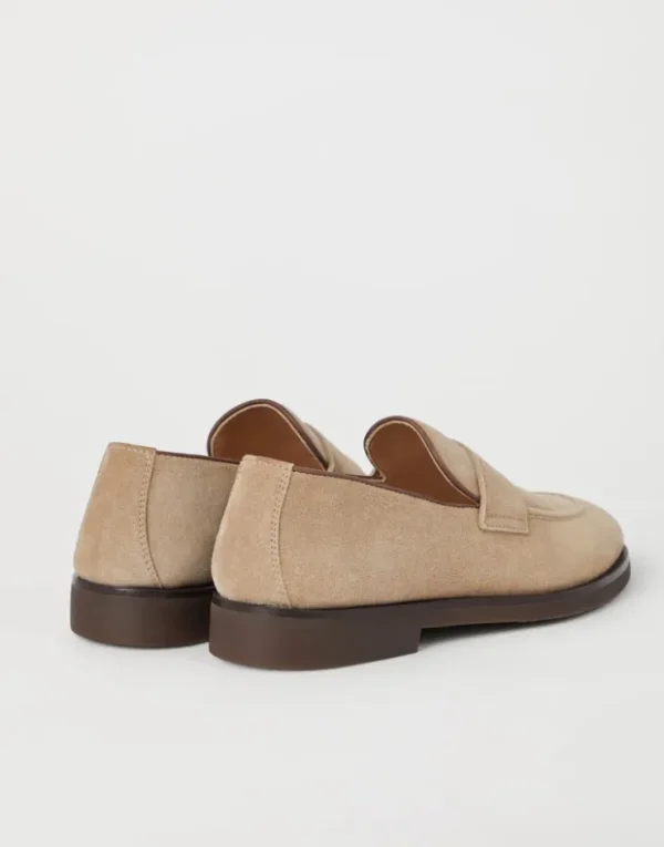 Brunello Cucinelli Penny-Loafers aus gewaschenem Veloursleder | Herren Mokassins