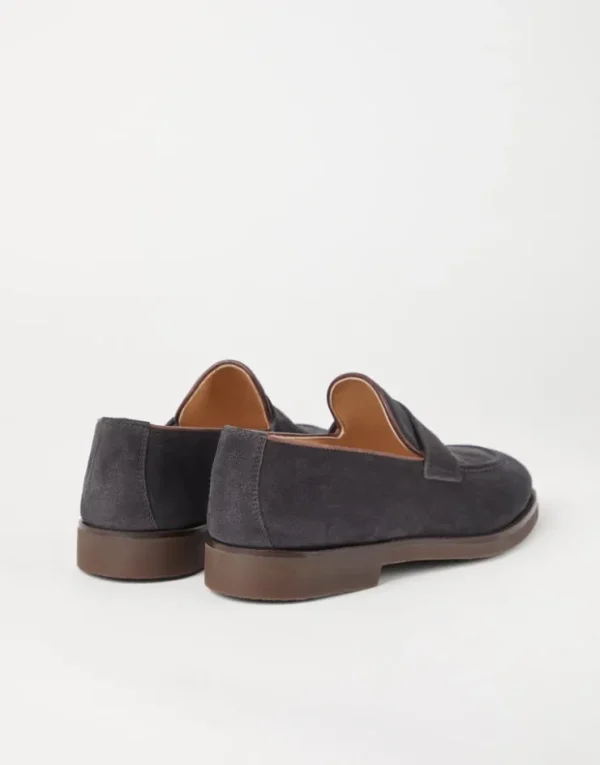 Brunello Cucinelli Penny-Loafers aus gewaschenem Veloursleder | Herren Mokassins