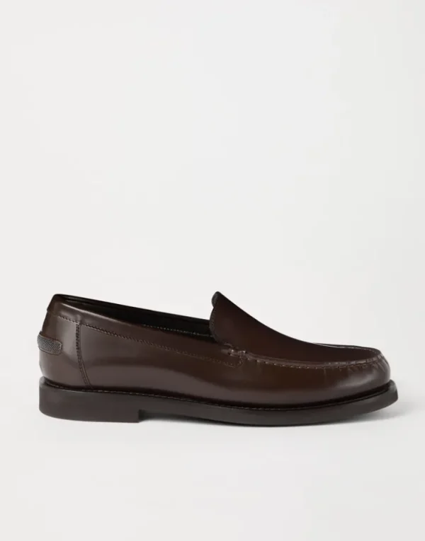 Brunello Cucinelli Penny-Loafers aus Minimal-Kalbsleder mit Shiny Detail | Damen Loafers & Flache Schuhe